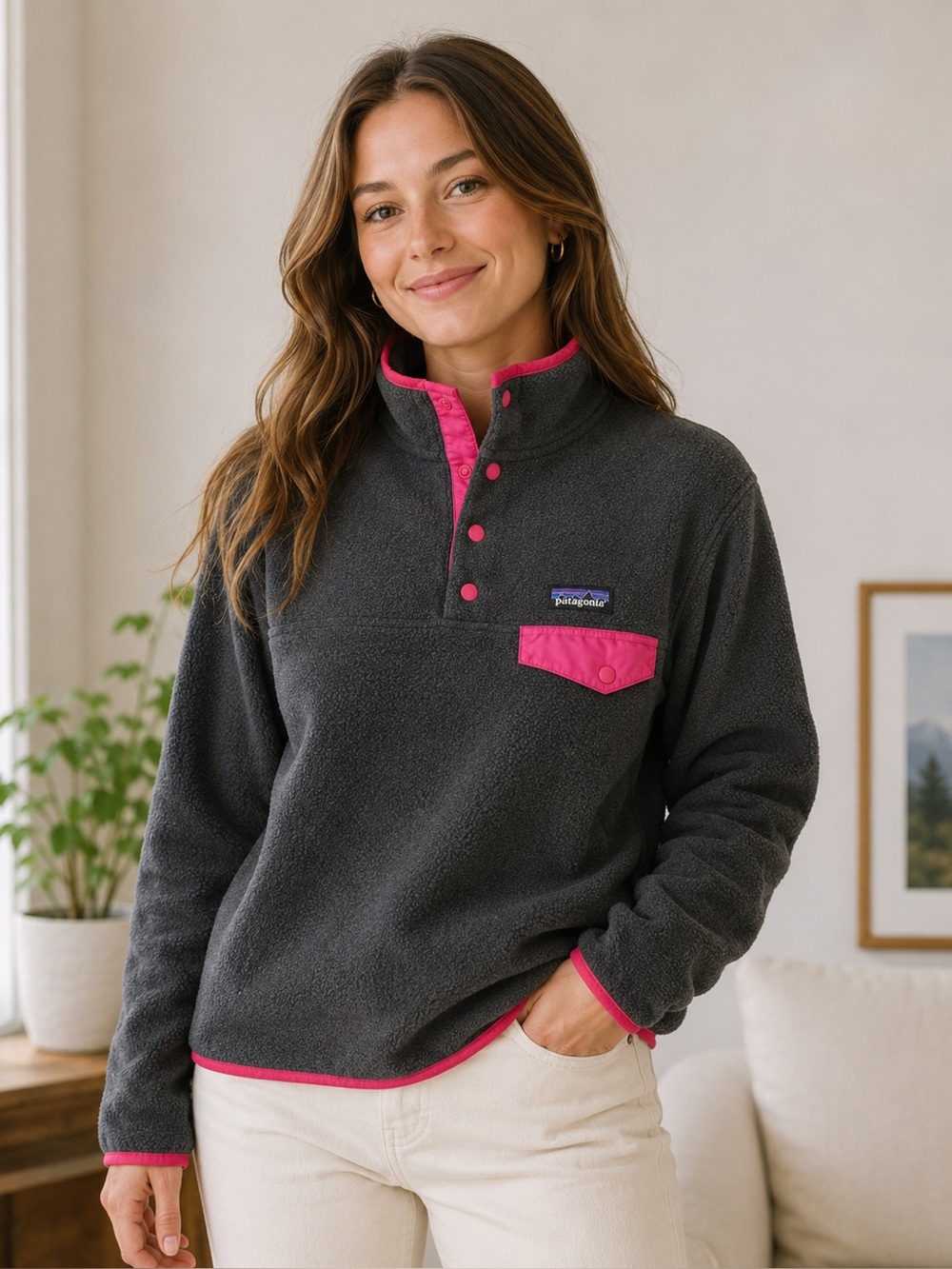 Patagonia Synchilla Snap-T Charcoal Fleece Pullover | Sz Medium - Picture 1 of 4